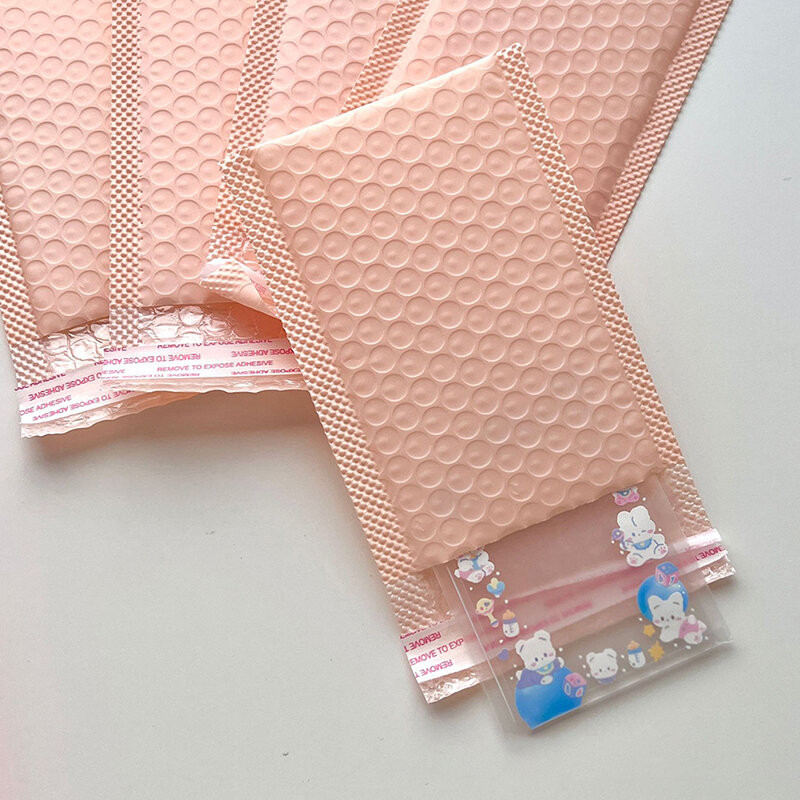 10 Stks/pak Roze Paarse Bubble Bag Thicked Express Pakket Tas Zelfklevende Koerier Verzending Mailers Sticker Houder