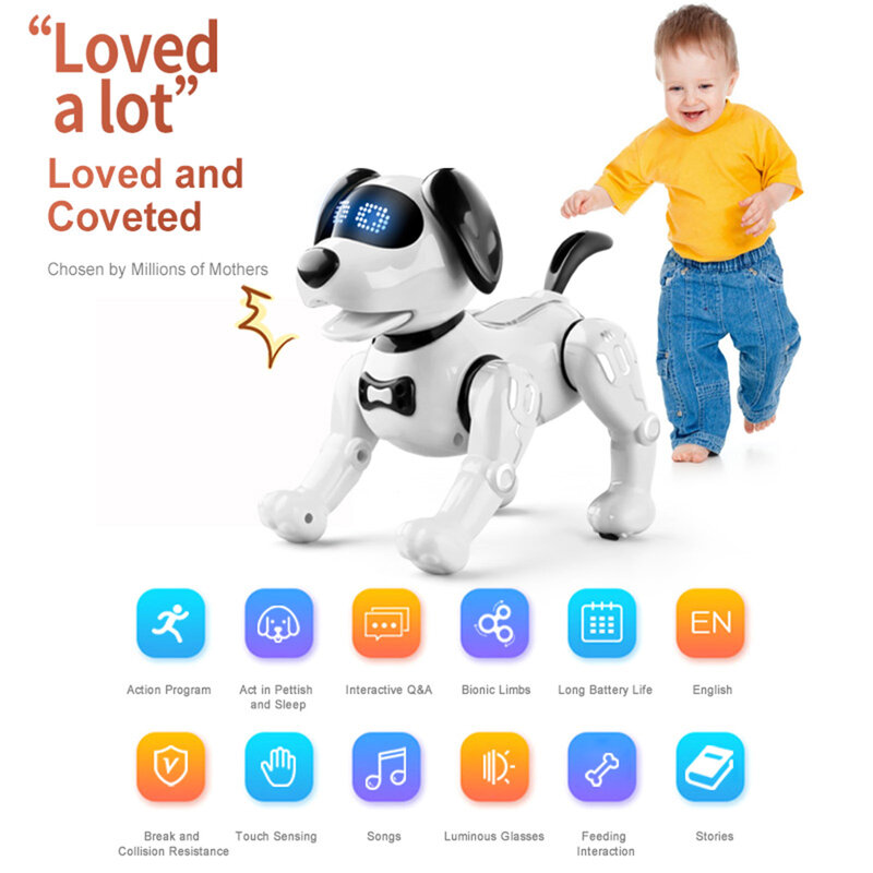 Радиоуправляемая собака-робот, Электронная ходячая танцевальная собака, интеллектуальная с сенсорным дистанционным управлением, домашняя собака, игрушка для детей, игрушки для мальчиков и девочек, подарки