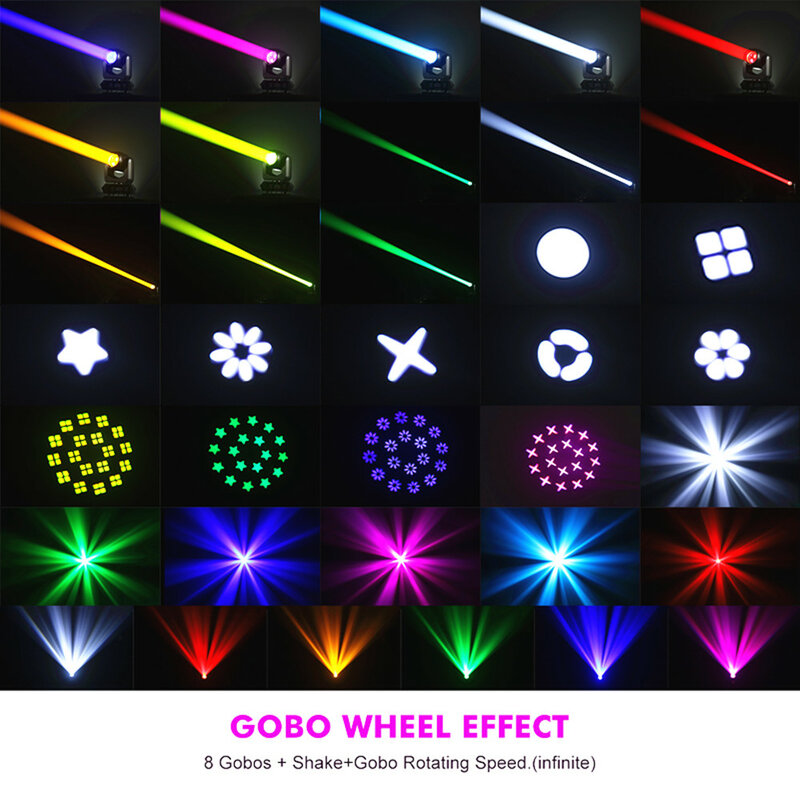 Mini ruchoma głowica LED 150W wiązka + punkt + 18 obrotowych pryzmatów efekt sceniczny Dmx Disco Dj Bar