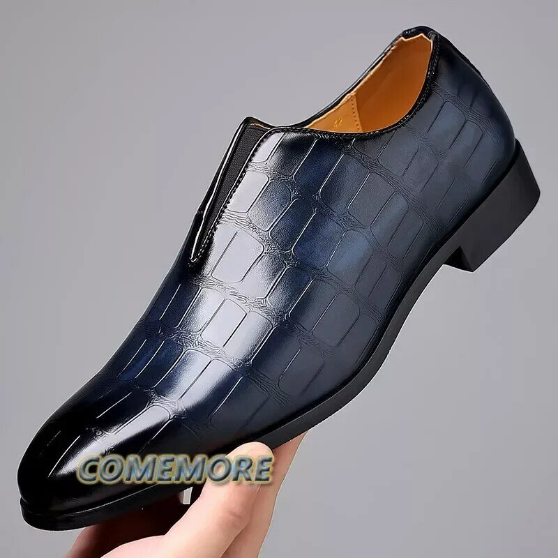 Sapato casual de couro PU masculino, mocassins respiráveis, confortável, clássico, formal, moda empresarial, tamanho 48, primavera