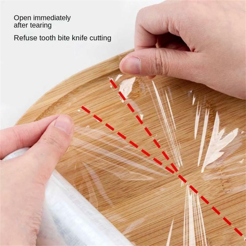 Large Roll Food Film Household Kitchen Refrigerator Cling Film Knife-free Tearing Point-breaking PE Wrap Kitchen Accessrices