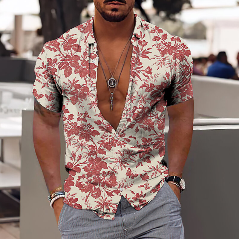2023 Kokospalm Shirts Voor Heren 3d Bedrukt Heren Hawaiian Shirt Strand 5xl Korte Mouw Mode Tops T-Shirt Man Blouse Camisa