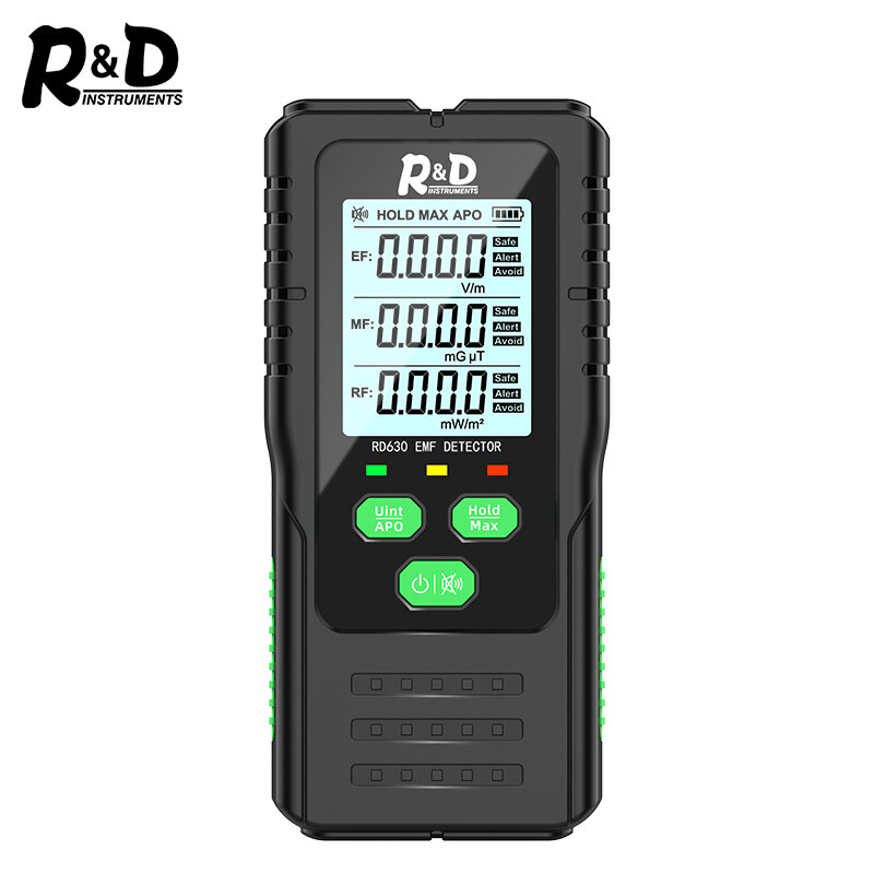 R & D RD630 전자기장 방사선 검출기 테스터, EMF 측정기, 다기능 휴대용 무선 주파수 경고 측정기, 휴대용