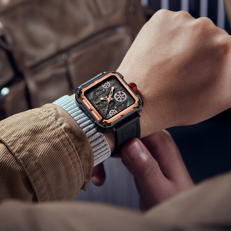 ONOLA-할로우 패션 남자 시계, 전자동 럭셔리 시계, 남자 실리콘 테이프 방수 손목 시계