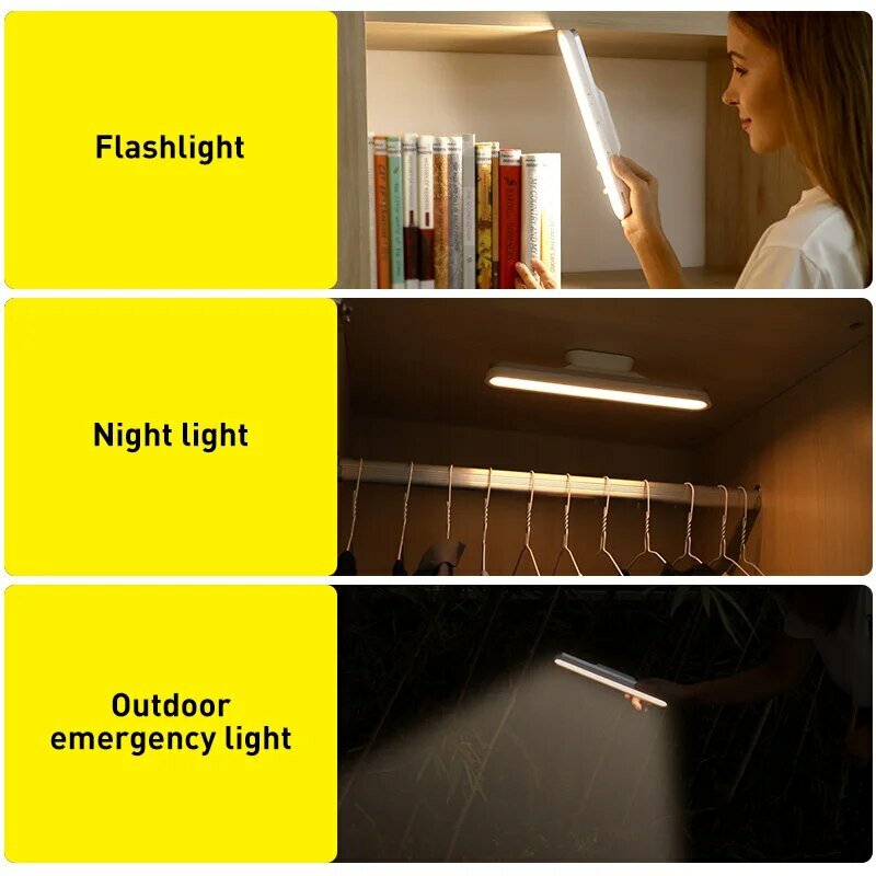 베이스어스 책상 램프 교수형 마그네틱 LED 테이블 램프 충전식 무단 디밍 캐비닛 조명 옷장 램프 야간 조명