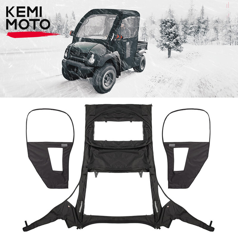 KEMIMOTO UTV Soft Roll Up/Down PVC Cab Enclosure for Kawasaki Mule 600 610 610 4x4 610 4x4 XC 2015 models and older Rainproof