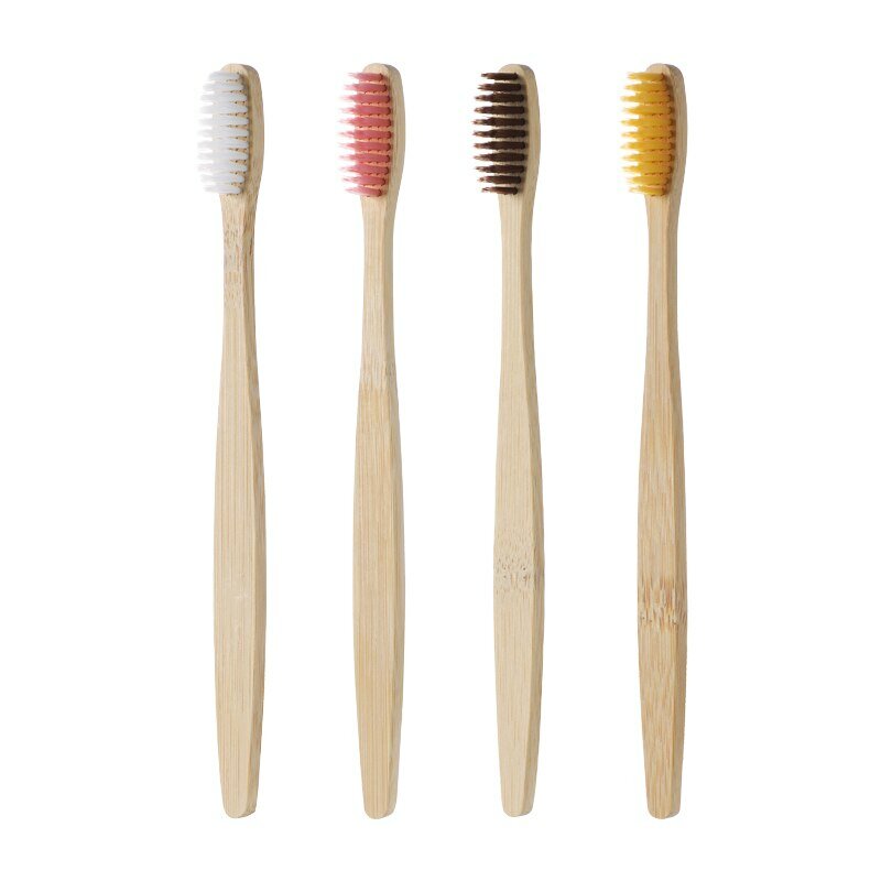 เซ็ตแปรงสีฟันไม้ไผ่ธรรมชาติหลากสี10ชิ้นแปรงสีฟันขนนุ่มฟอกสีฟันถ่านดูแลช่องปากและฟันแบบนุ่ม