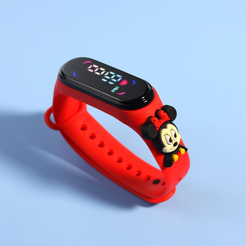 Jam tangan LED anak-anak, mainan anak Digital tahan air, jam tangan Disney Putri Frozen Elsa Anna Spiderman, Iron Man, Mickey, Minnie, Mouse Stitch LED