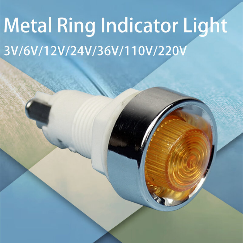 red button metal ring  indicator light 12V 24V 220V 380V pilot light 220V 110V 12V/24V Panel Mounting Neon Indicator Red Green