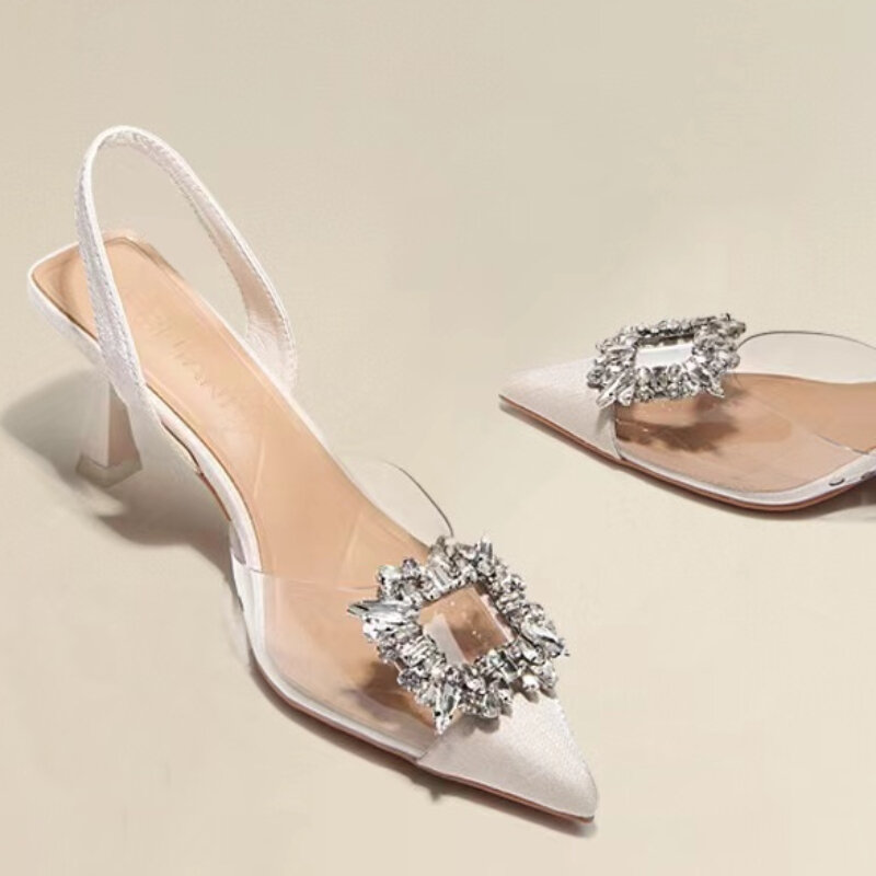 Модная новинка весна-осень BCEBYL пикантные удобные Кристальные прозрачные однотонные женские туфли на высоком каблуке с острым носком