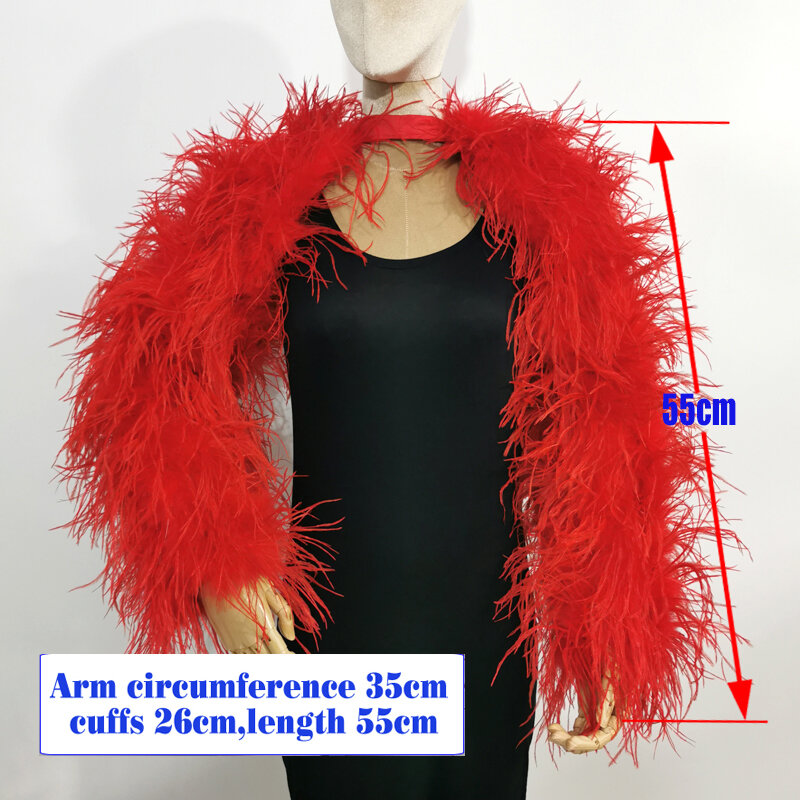 Latest design Stylish 100% ostrich hair sleeve length 55cm multi color customized fashion club and party banquet versatile