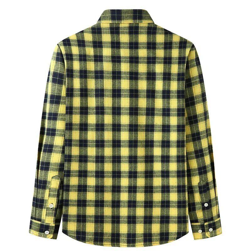 9XL 10XL 8XL 7XL Plus size Men's Long-sleeved Brushed Shirt Oversize Classic Plaid Loose Fashion Casual Male Clothing