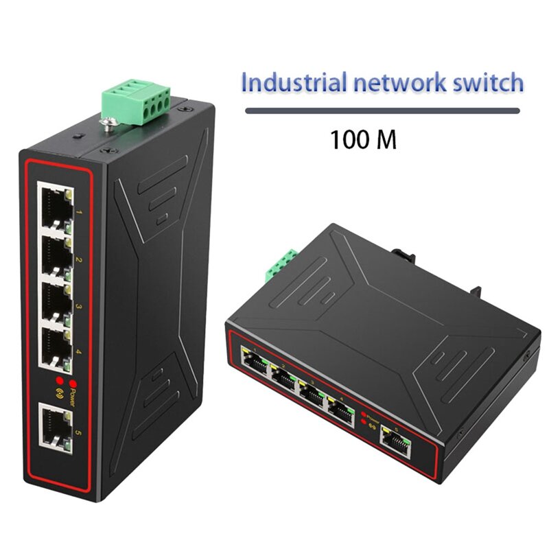 Plug And Play 5 Ports 100M Industrial Network Switch RJ45 Hub Internet Splitter RJ45 Switch