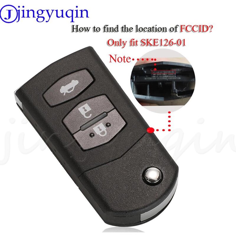 Jingyuqin Pieghevole chiave A Distanza di Avviamento Auto 3 Pulsante 433MHz 4D63 Chip Per Mazda 2 / 3 / 5 / 6 / MX5 / CX7 (SKE126-01)