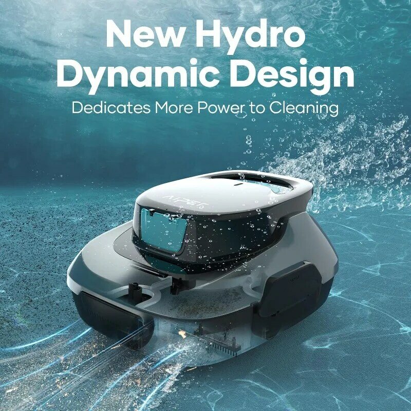 Robotic Pool Cleaner, Cordless Robotic Pool Vacuum, Lasts up to 90 Mins, Ideal for Above Ground Pools, Parking Capabilities-Gray