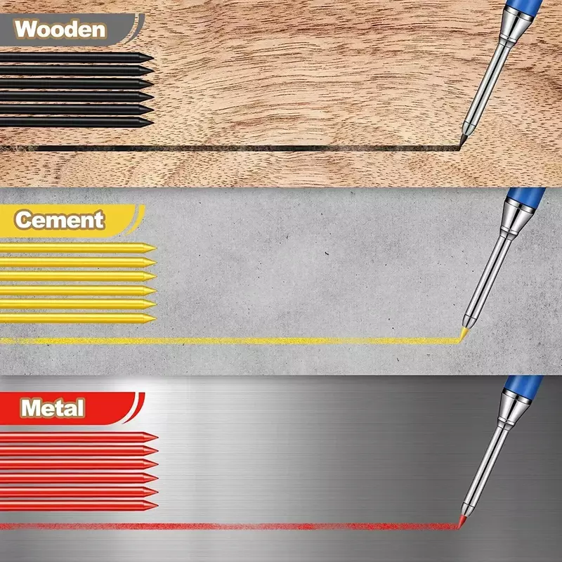 Pensil mekanis tukang kayu padat 2.8mm, dengan rautan untuk konstruksi pekerjaan kayu kepala panjang tukang kayu pensil perlengkapan alat tulis