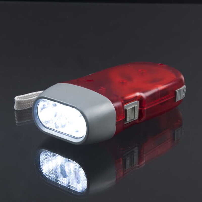 Lampe de poche LED à manivelle dynamo à pression manuelle, lampe torche à remonter, lampe de camping à manivelle, maison et extérieur, vente en gros, 3 LED