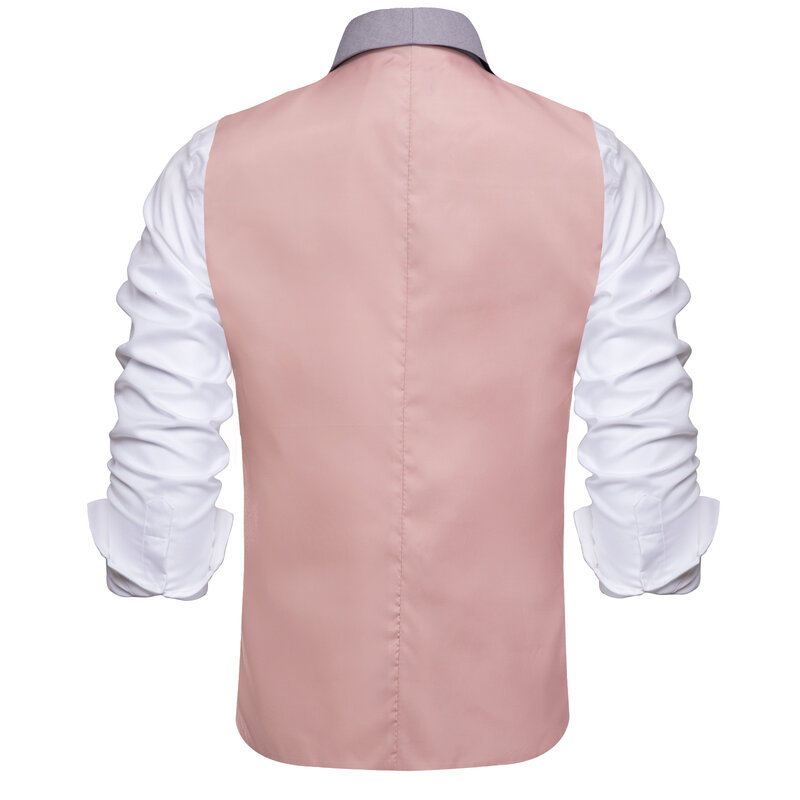 Hi-Tie Pink Grey Solid Schal Jacquard Kragen Anzug Weste Slim Fit Weste für Hochzeit Trauzeugen V-Ausschnitt Smoking ärmellose Jacke