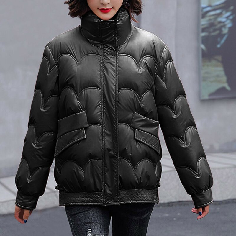 Зимняя женская куртка, новинка 2023, глянцевое пуховое пальто из хлопка, зимняя теплая пуховая куртка, парки, плотное теплое пальто с хлопковой подкладкой, женская верхняя одежда