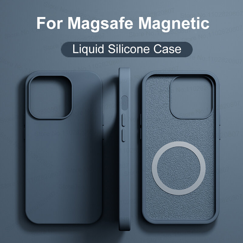 Capa magnética de silicone líquido para iphone 15 14 11 13 12 pro max plus para for magsafe capa de carga sem fio acessórios do telefone