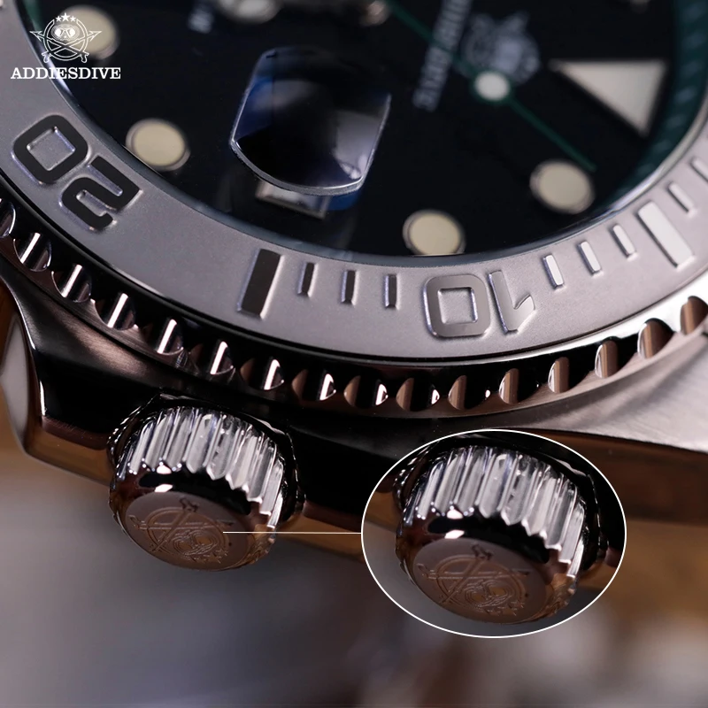 ADDIESDIVE Top Brand Mens Quartz Watches 41mm Stainless Steel Calendar Display Luxury Watch Luminous 200m Dive Casual Wristwatch