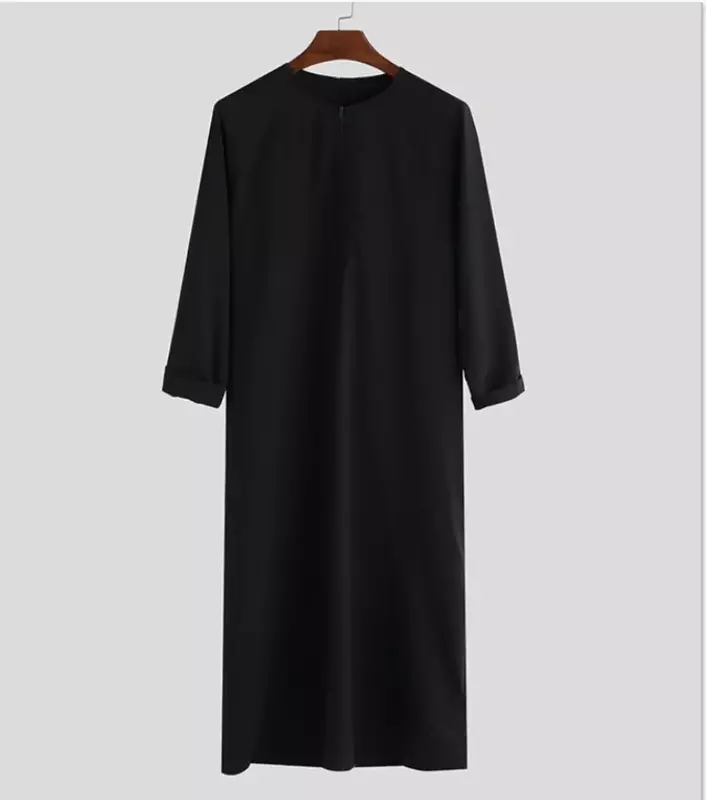 Muslim Robe Men Loose Jubba Thobe Saudi Arab Thobe Kaftan Robes Islam Prayer Clothing with Zipper Robe Casual Clothes