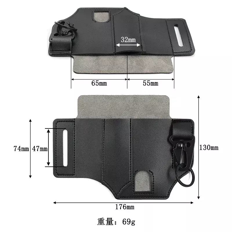 EDC Pocket EvaluTool Poudres avec porte-stylo Porte-clés, Gaine multi-outils pour ceinture, Gaine en cuir pour homme