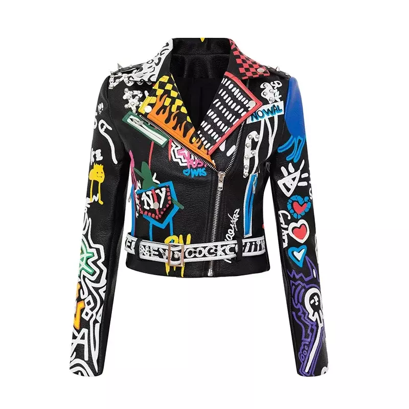 Giacche in pelle da uomo e da donna 2023 eleganti giacche da moto con borchie Punk Rock Cool Zipper Street Wear