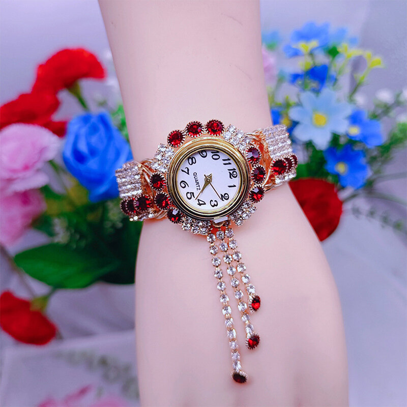 Klasyczny Casual elegancki zegarek ze wskaźnikiem pełny kryształ górski zegarek na codzienne zakupy