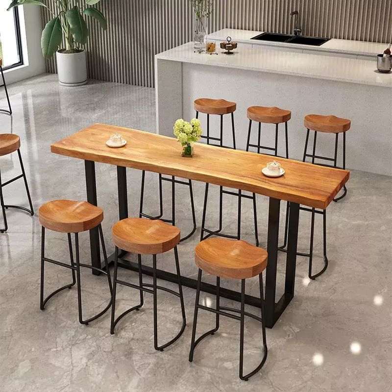 Nordic Home solidna drewniany stołek barowy recepcja fotel wypoczynkowy kawy żelazne sztuka wysokie stołki barowe do kuchni stylowe i wytrzymałe