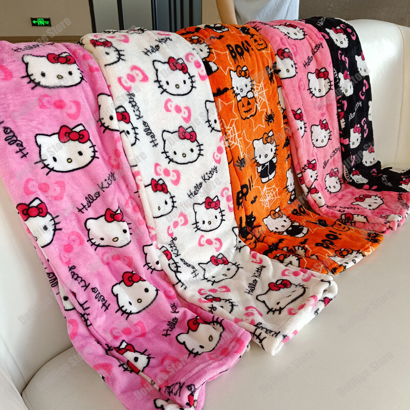 Sanrio Hello Kitty Calças de flanelasCalças femininas de lã kawaii Anime Cartoon Casual Home Pants, pijama Halloween, outono, 2023