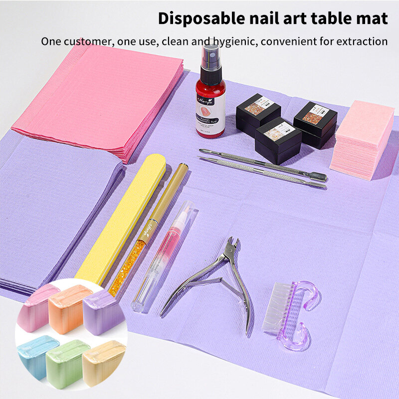 125 Stück Nail Art Tisch matte Einweg Clean Pads Schönheit für Nägel Pflege politur wasserdichte Tischdecken Maniküre Werkzeug Flusen papier