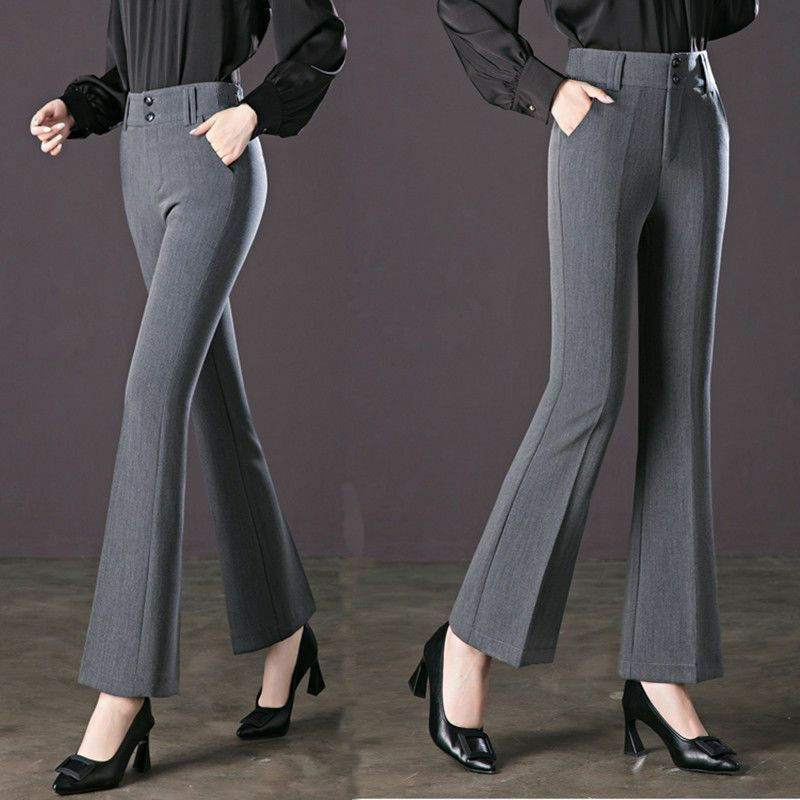 Женские винтажные Брюки-клеш, повседневные однотонные брюки с высокой талией, модель X102 в Корейском стиле на весну и лето, 2023