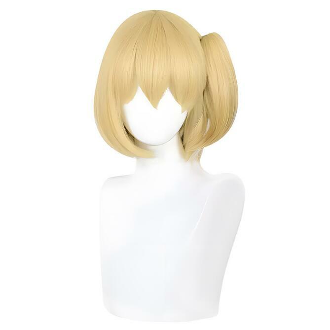Yachi Hitoka Cosplay Wig Fiber Synthetic Wig Anime Cosplay Warm Gold Side ponytail short hair