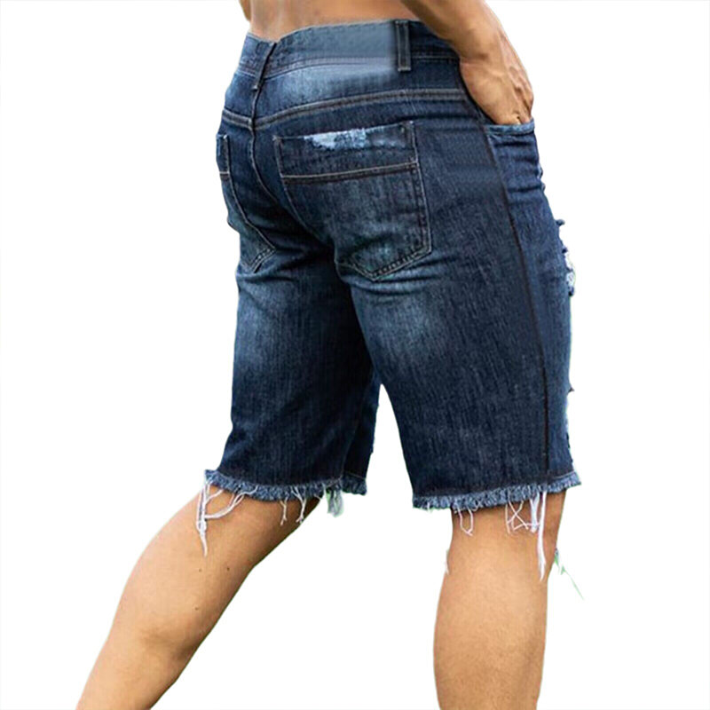 Летние тонкие рваные джинсовые шорты, мужские 5-точечные брюки в Корейском стиле, облегающие модные 5-точечные брюки, мужские Яркие летние
