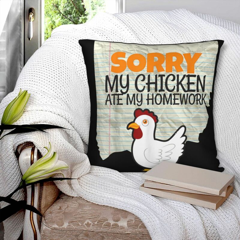 My Chicken Ate My compiti a casa federa quadrata fodera per cuscino in poliestere cuscino in velluto con cerniera cuscino decorativo Comfort per la casa