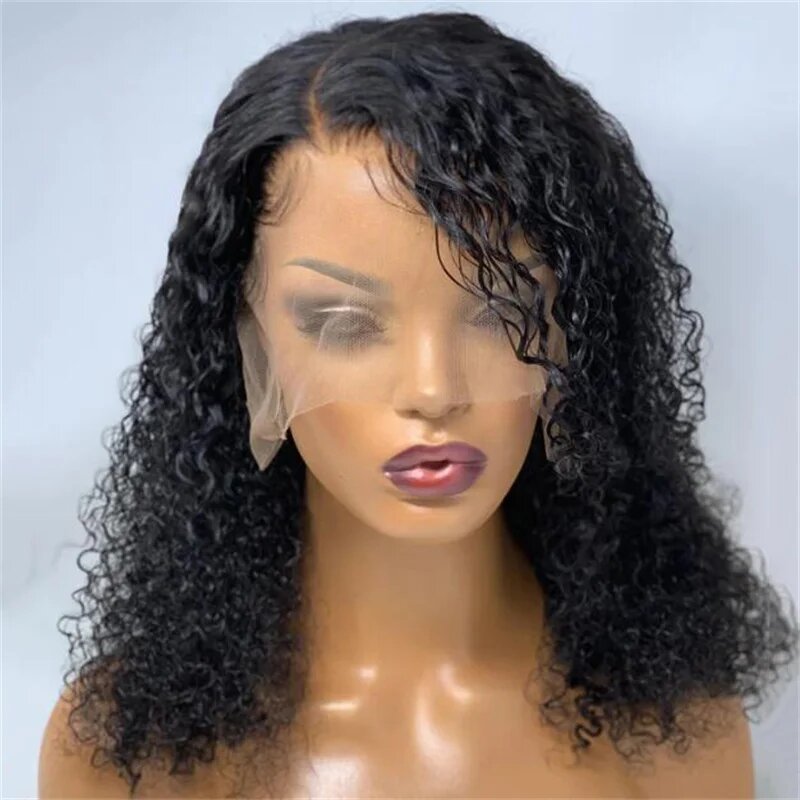 Soft 26'' Density180 Long Lase Front Wig Black Kinky Curly For African Women BabyHair Heat Resistant  Glueless Preplucked  Daily