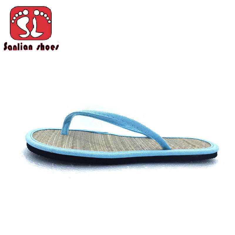 Pantofole piatte da donna infradito in Rattan comodi sandali antiscivolo Bamboo Flip Flop House camera da letto Fashion Slipper Zapatos Wicker