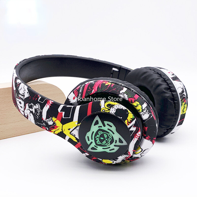 Nationale Mode Graffiti Headset Bluetooth Led Lichtgevende Game Draadloze Kaart Bluetooth Headset