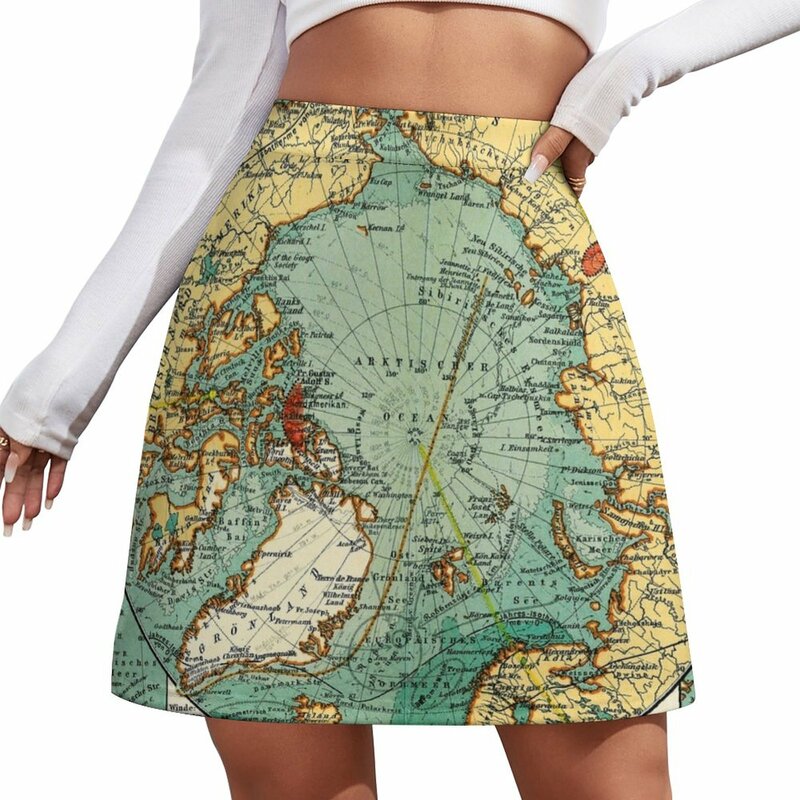 Karte des arktischen Ozeans () Minirock Damen Sommerkleid ung Schuluniform