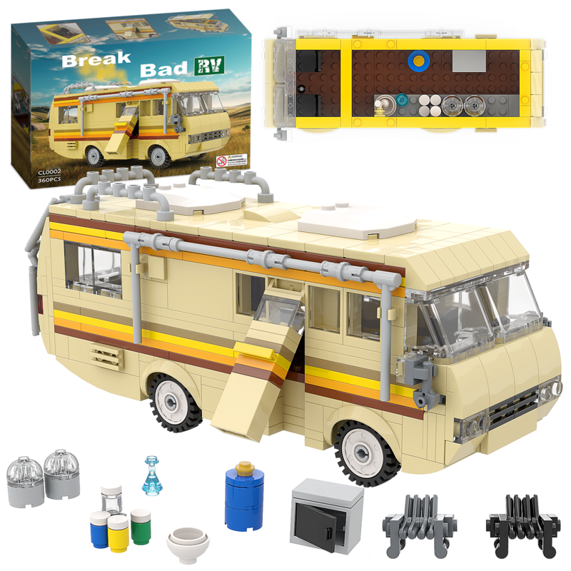 360PCS Break Bad RV Building Kit, Creative Van House Camper Toys Building Blocks,DIY Building Set Toy for Kids Adults