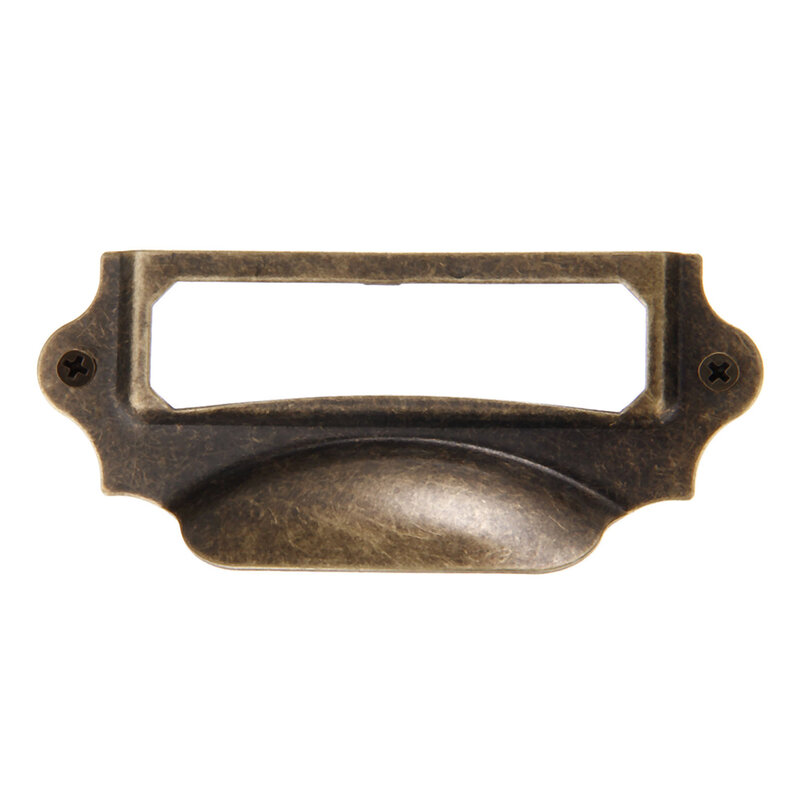 Nuovissimo durevole vendita calda pratico elegante maniglione etichetta portagioie in ferro Retro viti Tag armadio in bronzo