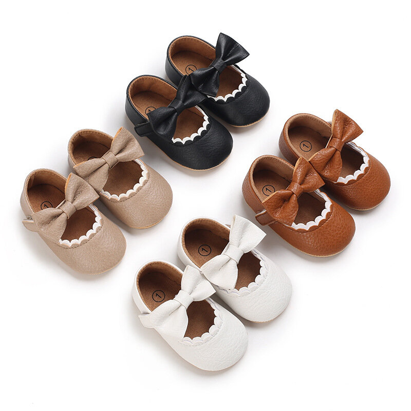 Infant Kleinkind Bowknot Nicht-slip Gummi Soft-Sohle Flache 0-18 Monate Baby Casual Schuhe PU Erste walker Neugeborenen Bogen Decor