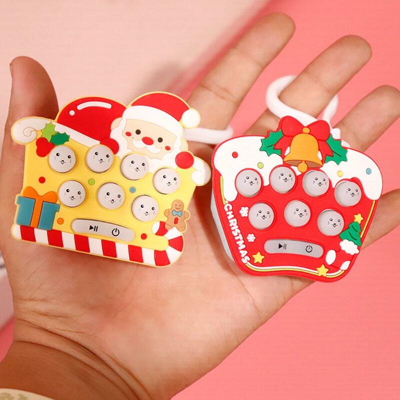 Christmas Pocket Mini Press Up Game Toy Interactive Leisure Relieve Stress Cute Cartoon Toy With Keychain Portable Festival Gift