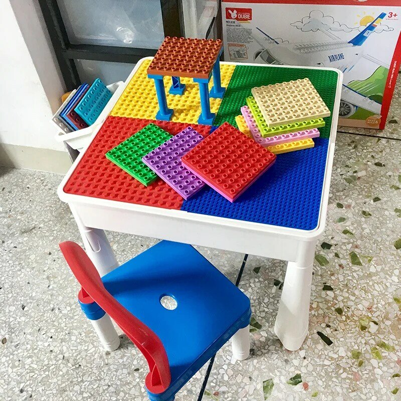 Tamanho grande blocos de construção placa de base dupla face compatível grandes tijolos de plástico brinquedos educativos criativos para crianças presente do miúdo