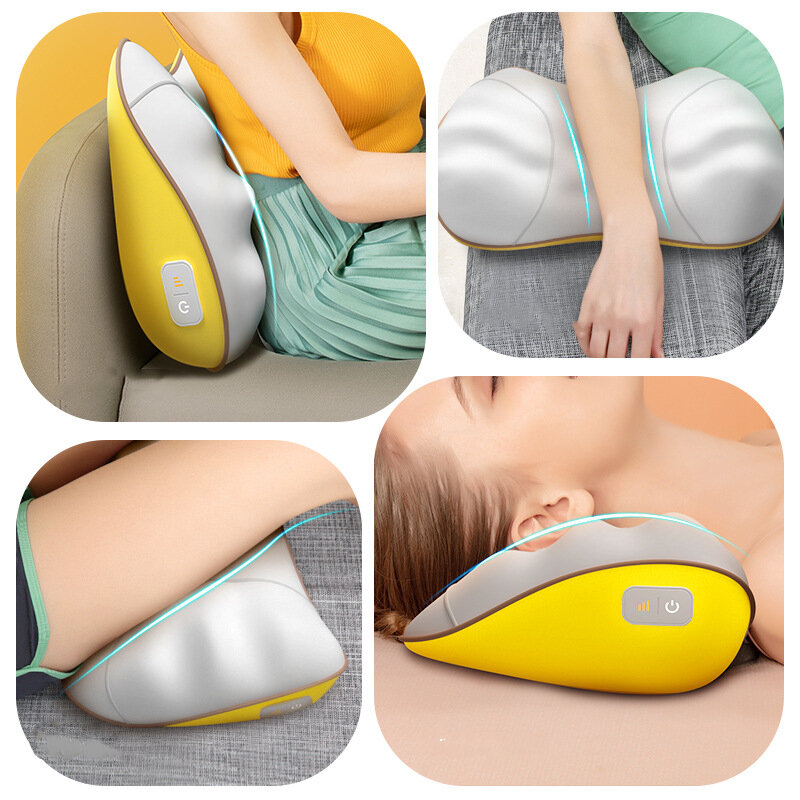 New Electric Lumbar Massage Pillow In-vehicle Health Care Hot Compresses Lumbar Support Waist and Cervical Spine Massager Cushio