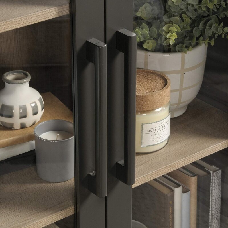 Sauder Anda Nordic Display Pantry Cabinet, acabamento em ardósia cinza, L de 31,77 pol x W: 16,02 pol x H: 50,2 pol