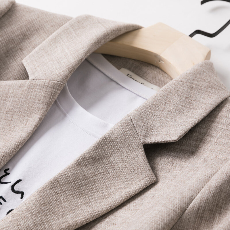 Blazer Kasual Musim Semi Lengan Panjang Wanita 20 "Setelan Kotak-kotak Bisnis Mode Baru Blazer Kantor Kerja Wanita Jaket Wanita Mantel