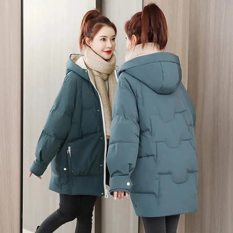 Abrigo acolchado de algodón con capucha para mujer, parka holgada y cálida de gran tamaño, ropa de nieve, novedad de invierno, 2023