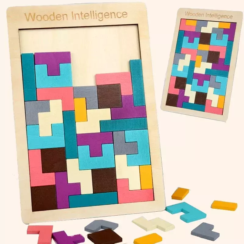 3D drewniane Puzzle kolorowa zabawka kształt poznania mózgu dla dzieci drewniana układanka Puzzle zabawki tangramy dla dzieci dzieci